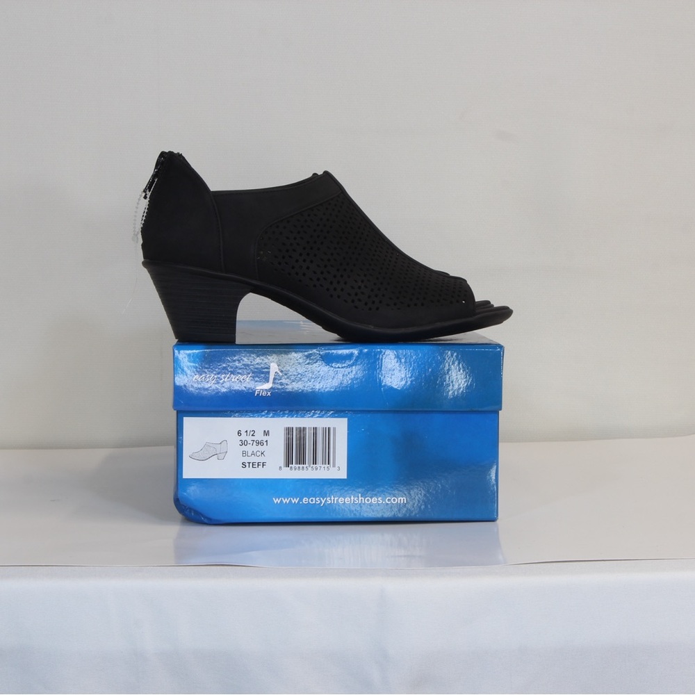 Easy Street Women's Black Steff Perforated Peep Toe Shoe